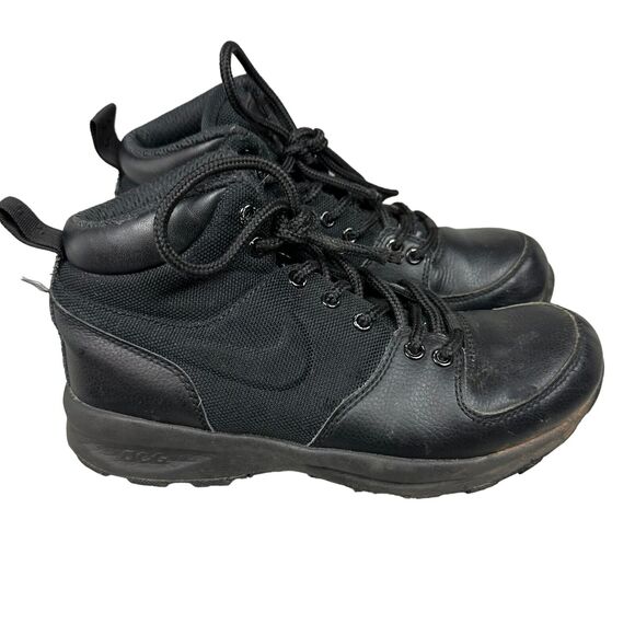 Nike ACG Size 4.5 Youth Manoa Black 613546-001 Leather Lace Up Hiking Boots - Picture 1 of 9